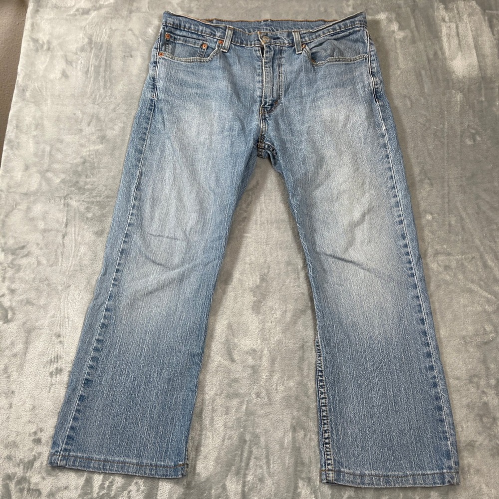 Levis Jeans Mens 34x25 527 Slim Bootcut Light Wash Denim Blue 527-0491